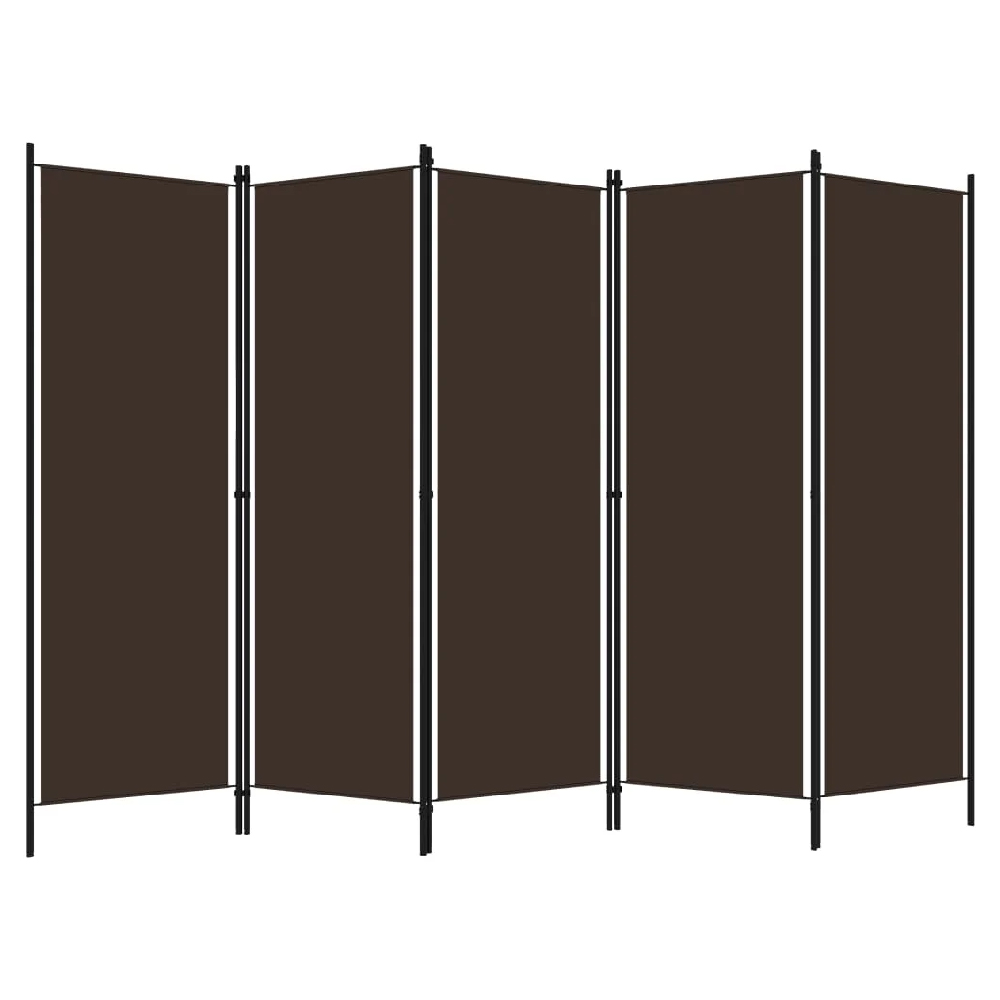 Celina Fabric 5 Panels 250cm x 180cm Room Divider In Brown