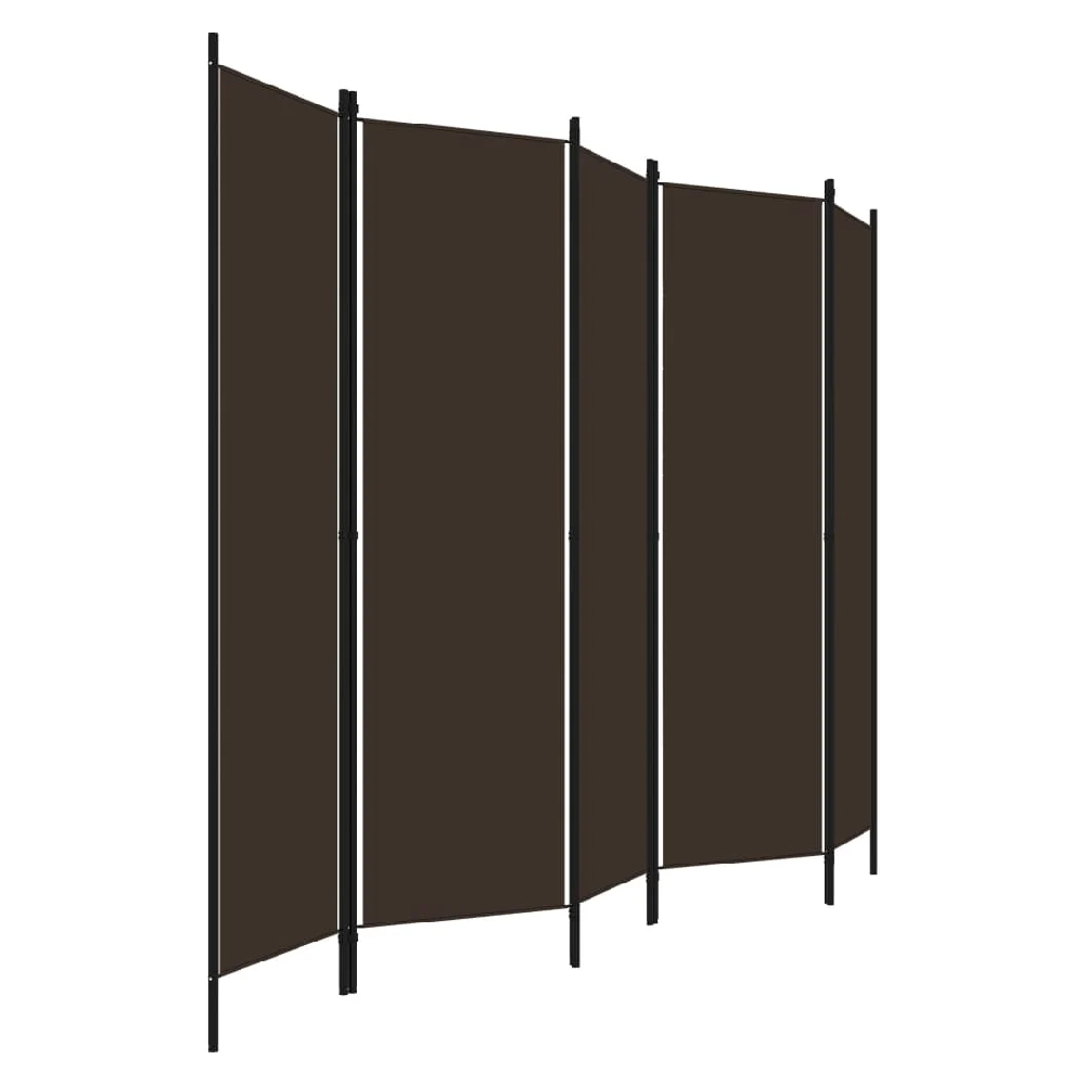 Celina Fabric 5 Panels 250cm x 180cm Room Divider In Brown