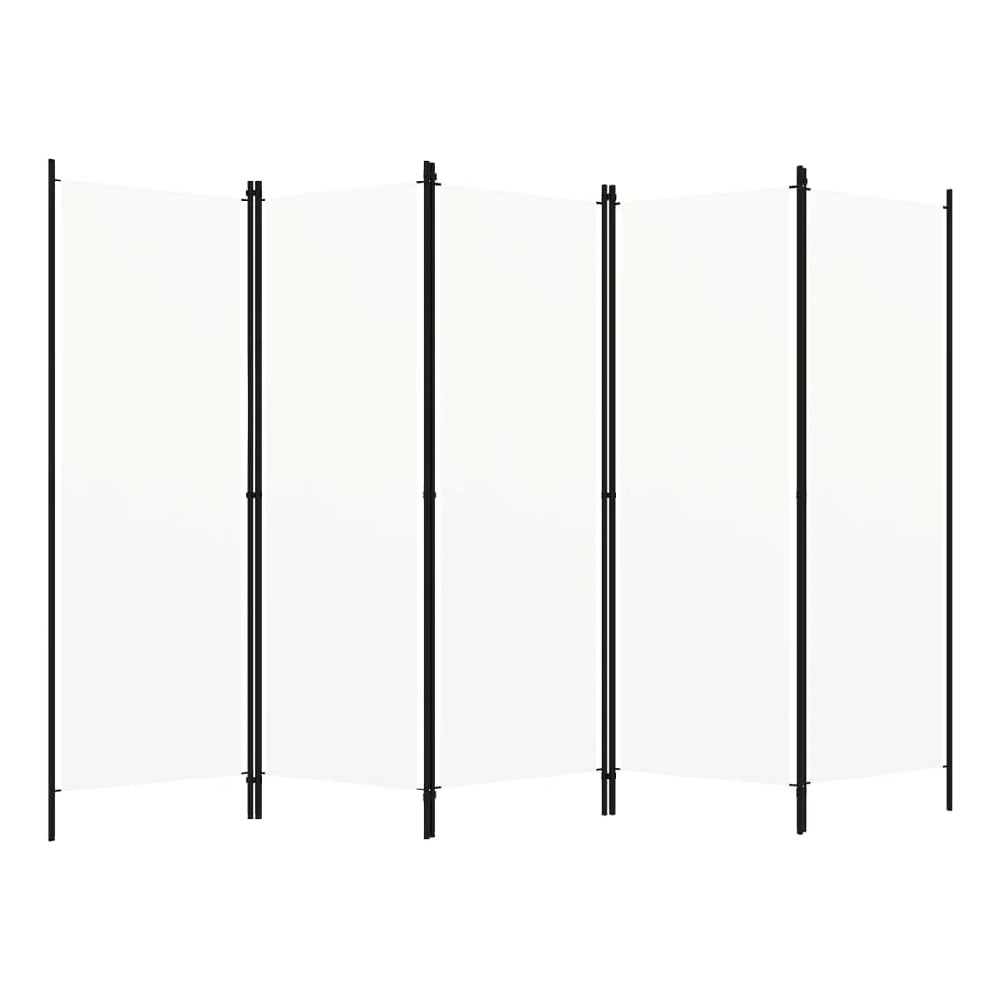 Celina Fabric 5 Panels 250cm x 180cm Room Divider In White
