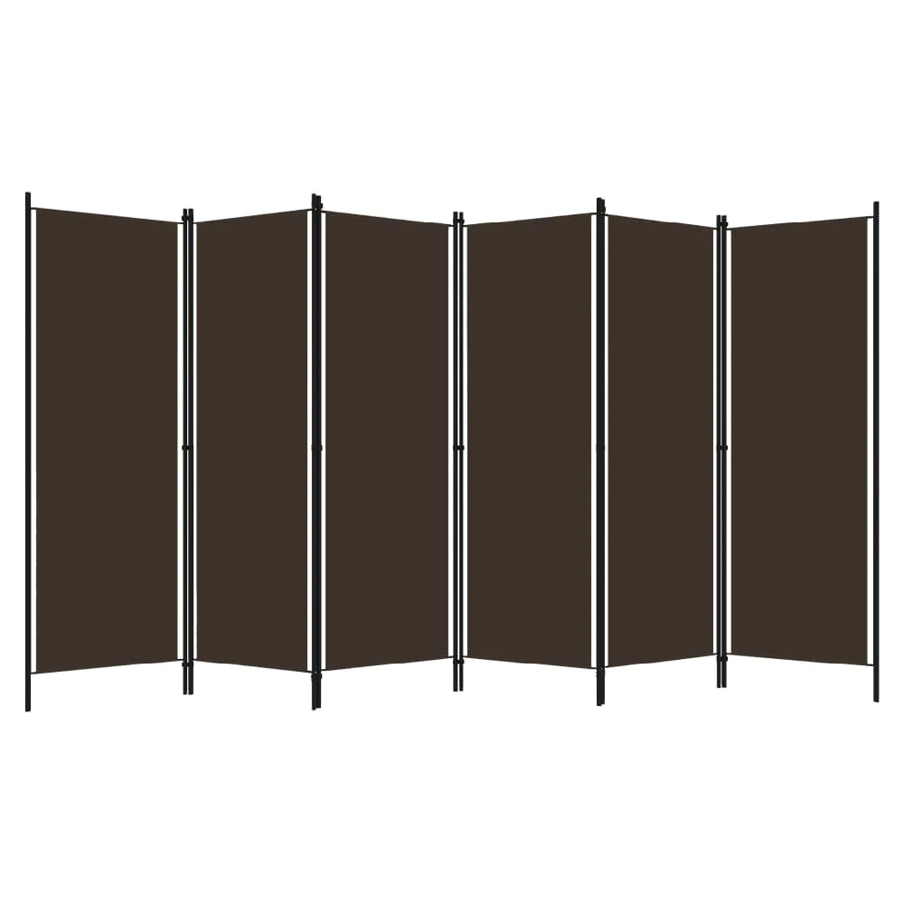 Celina Fabric 6 Panels 300cm x 180cm Room Divider In Brown