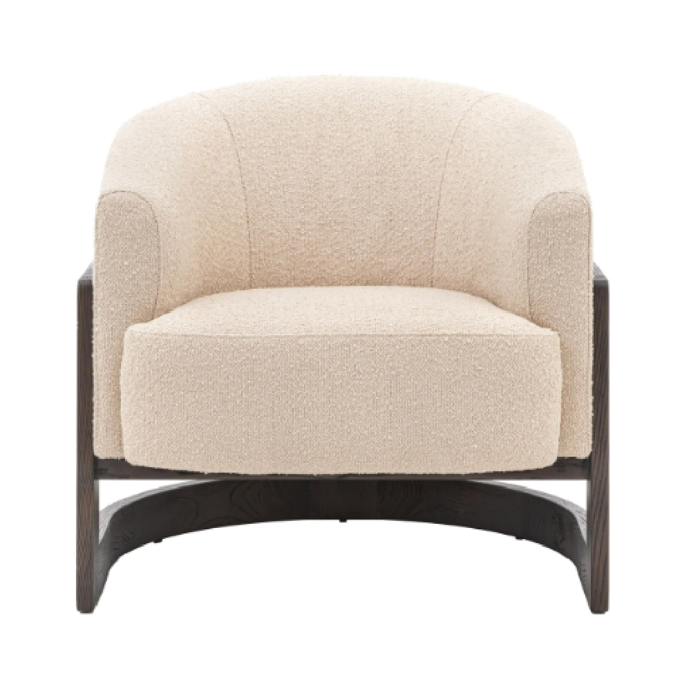 Celina Fabric Armchair With Wooden Frame In Cream