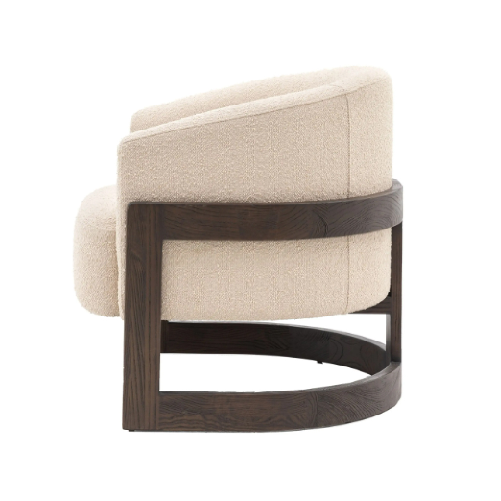 Celina Fabric Armchair With Wooden Frame In Cream