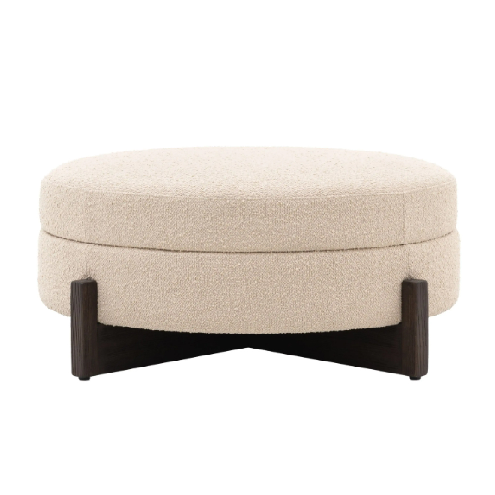 Celina Fabric Footstool With Wooden Frame In Cream