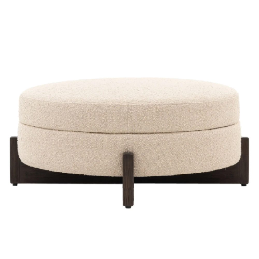 Celina Fabric Footstool With Wooden Frame In Cream