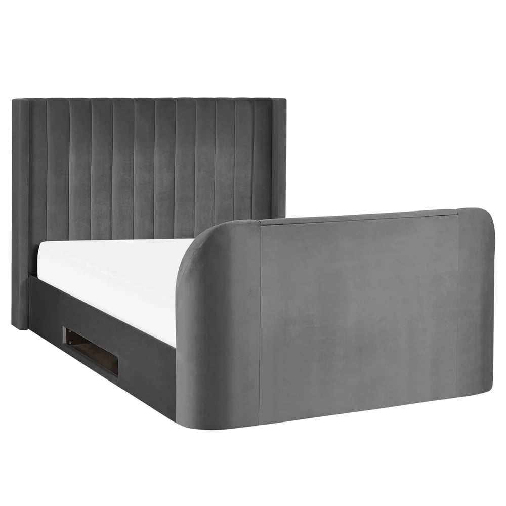 Celina Fabric Side Lift Ottoman Super King Size TV Bed - Dark Grey