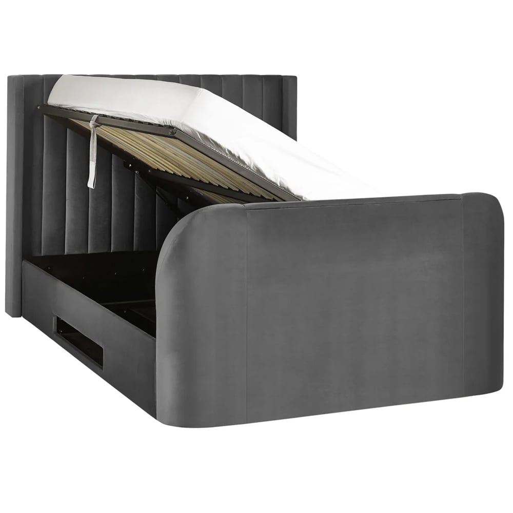Celina Fabric Side Lift Ottoman Super King Size TV Bed - Dark Grey