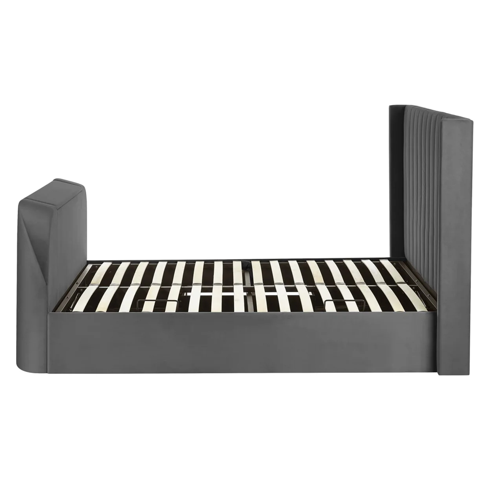 Celina Fabric Side Lift Ottoman Super King Size TV Bed - Dark Grey