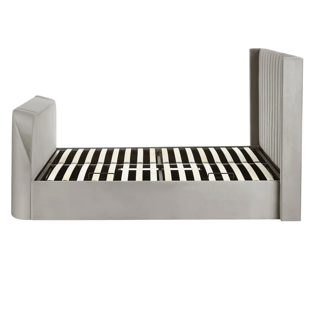 Celina Fabric Side Lift Ottoman Super King Size TV Bed - Light Grey