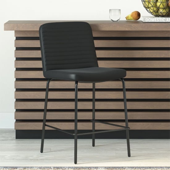 Read more about Celina faux leather bar stool with metal frame in black
