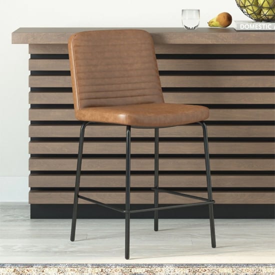 Read more about Celina faux leather bar stool with metal frame in camel