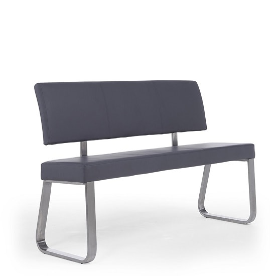 Calinok Large Faux Leather Dining Bench With Back In Grey_3