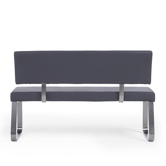 Calinok Large Faux Leather Dining Bench With Back In Grey_6