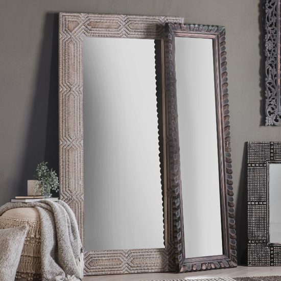 Celina Leaner Floor Mirror In Natural Wooden Frame Furniture in Fashion