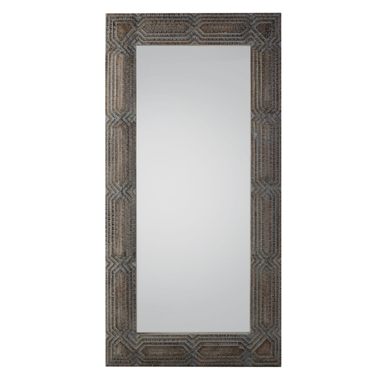 Product photograph of Celina Leaner Floor Mirror In Natural Wooden Frame from Furniture in Fashion