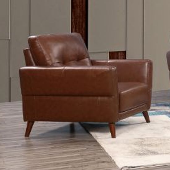 Celina Leather 1 Seater Sofa In Saddle With Tapered Legs_1