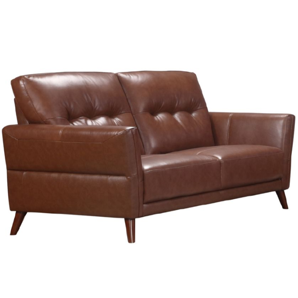 celina leather 2 seater sofa with tapered legs in saddle-image-96838