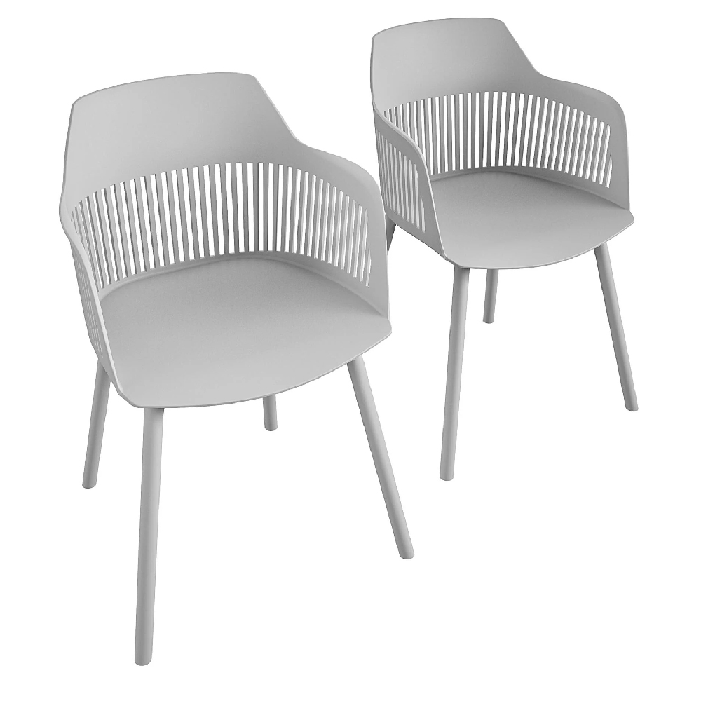Celina Light Grey Resin Bistro Dining Chairs In Pair