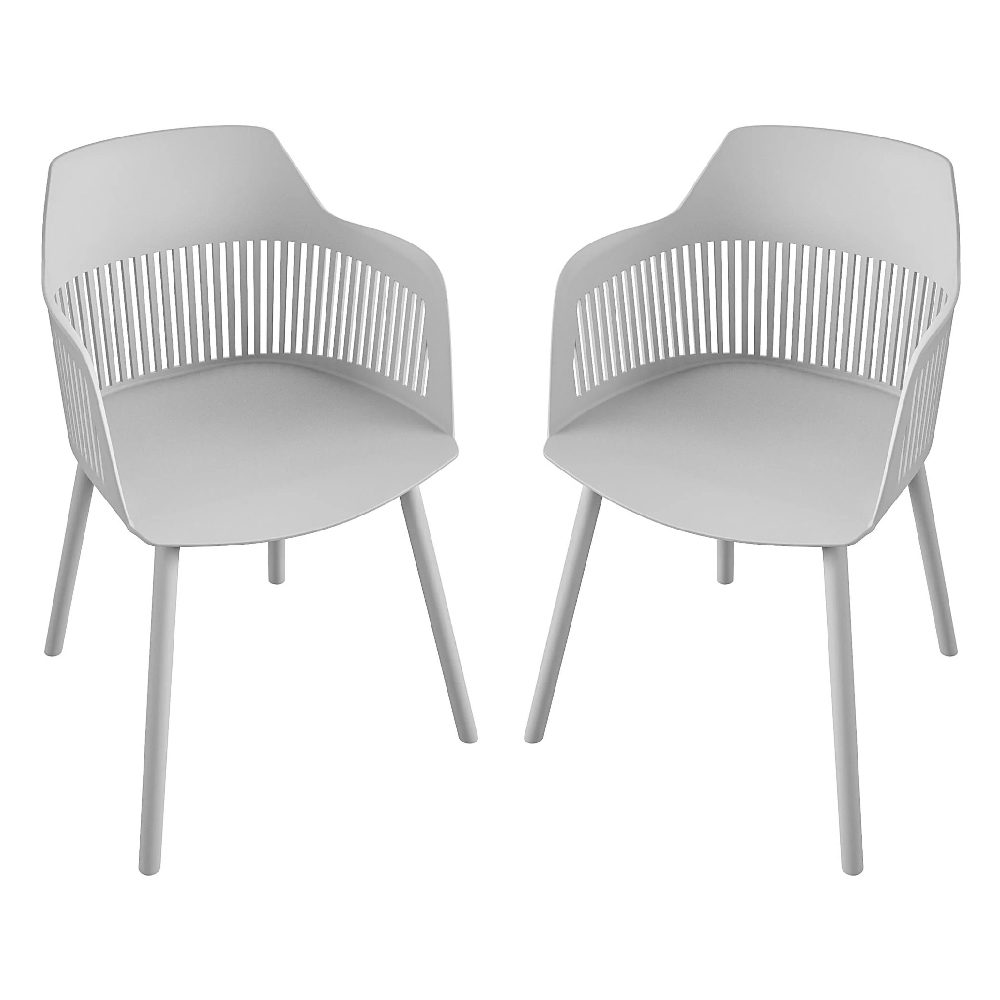 Read more about Celina light grey resin bistro dining chairs in pair