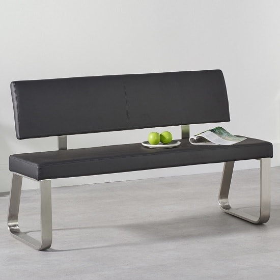 Celina Medium Dining Bench In Black Faux Leather Furniture In