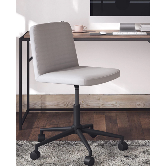 Celina Swivel Linen Fabric Home And Office Chair In Grey