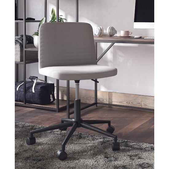 Celina Swivel Linen Fabric Home And Office Chair In Grey