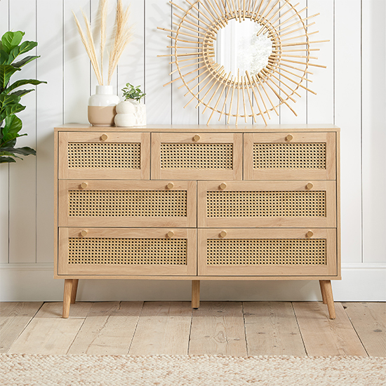 Photo of Coralie wooden chest of 7 drawers in oak