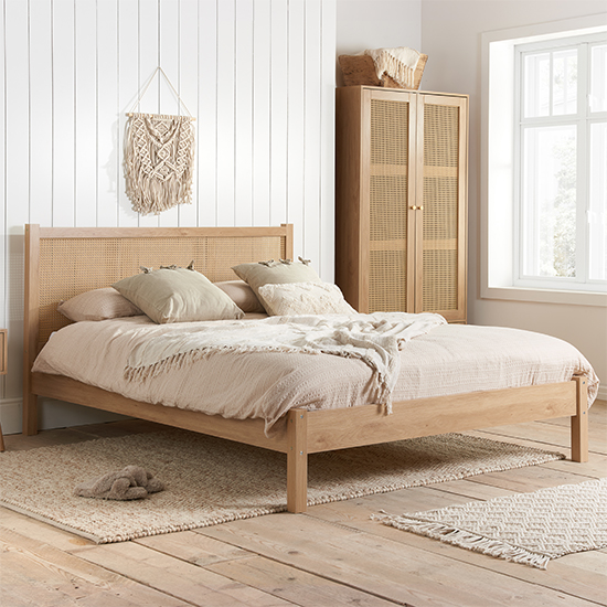 Product photograph of Celina Wooden Double Bed In Oak from Furniture in Fashion