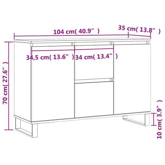 Celina Wooden Sideboard With 2 Doors 2 Drawers In Concrete Grey