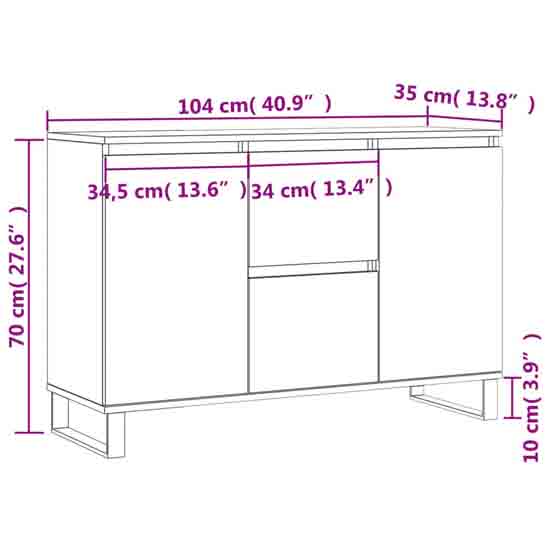 Celina Wooden Sideboard With 2 Doors 2 Drawers In Grey Sonoma