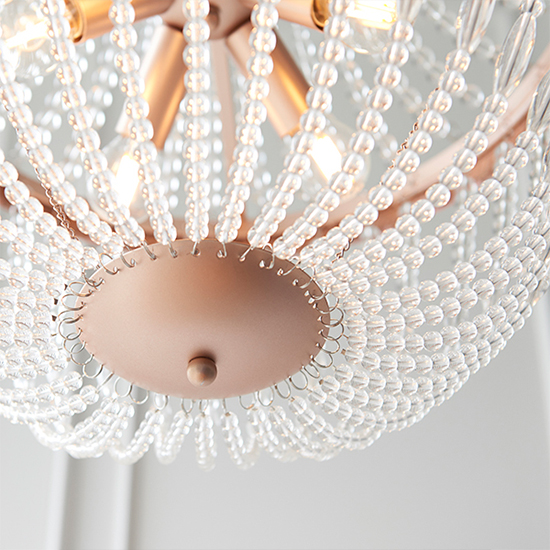 Celine 5 Lights Glass Ceiling Pendant Light In Rose Gold