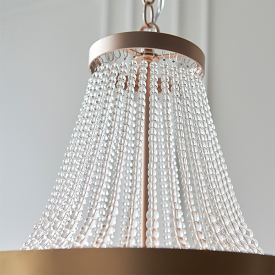 Celine 5 Lights Glass Ceiling Pendant Light In Rose Gold