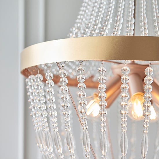Celine 5 Lights Glass Ceiling Pendant Light In Rose Gold