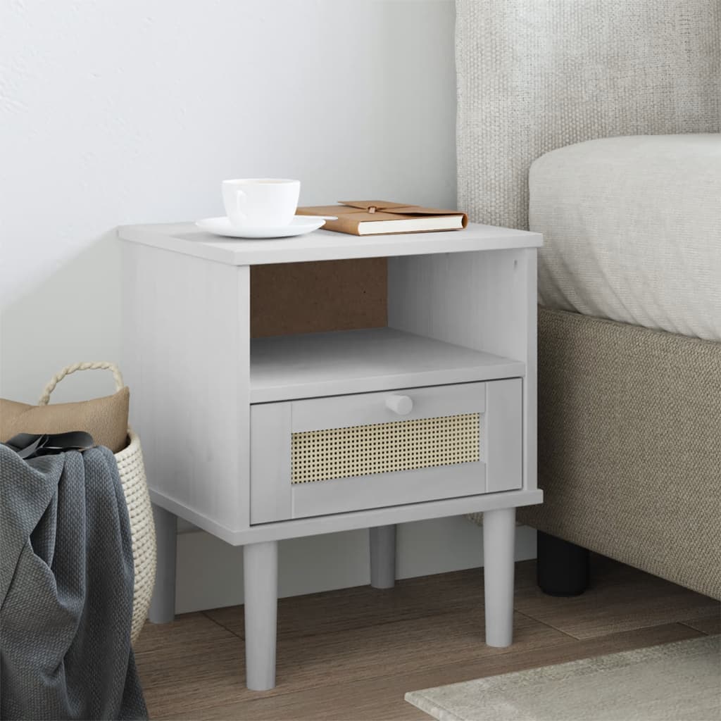 Read more about Celle pinewood bedside cabinet with 1 drawer in white