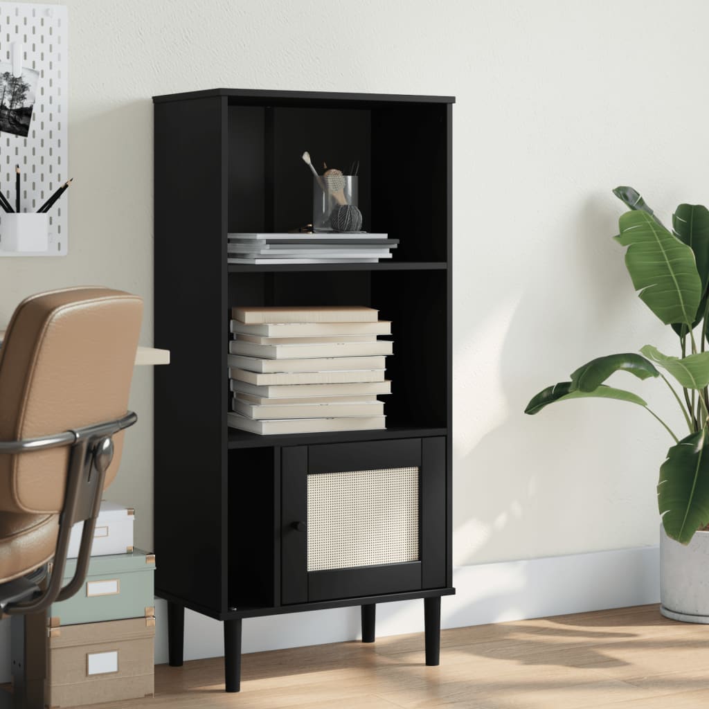 Product photograph of Celle Pinewood Bookcase With 2 Shelves In Black from Furniture in Fashion