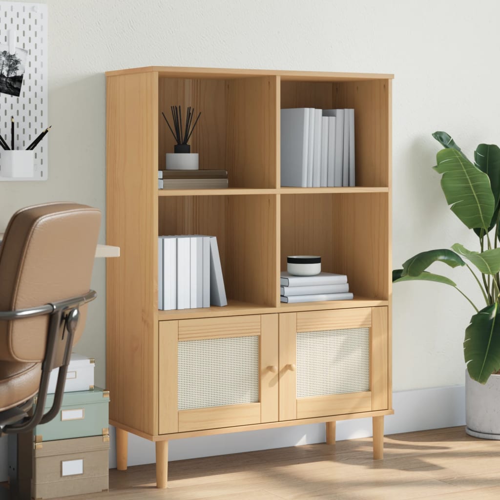 Read more about Celle pinewood bookcase with 4 shelves in brown
