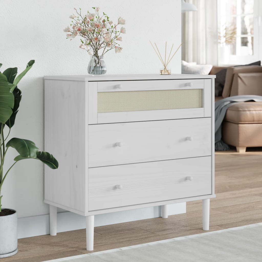 Read more about Celle pinewood chest of 3 drawers in white