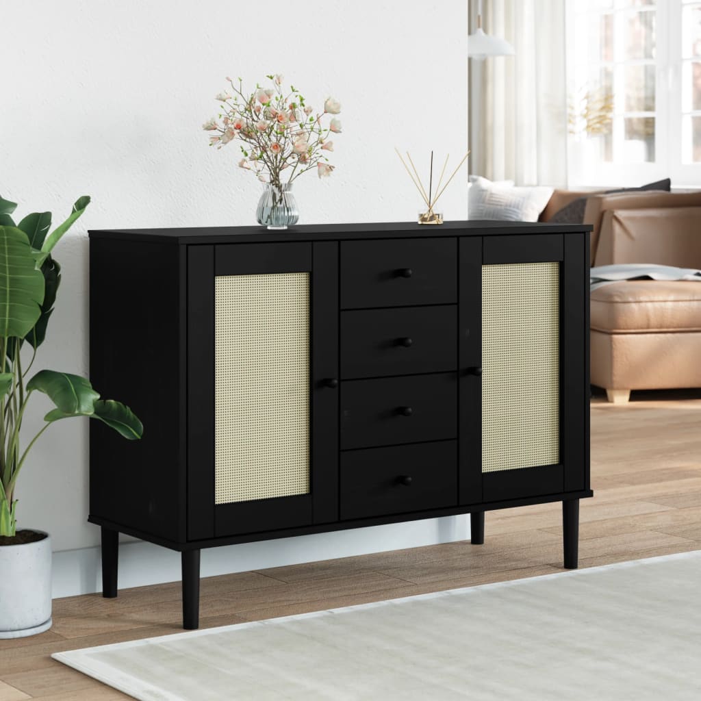 Read more about Celle pinewood sideboard with 2 doors 4 drawers in black