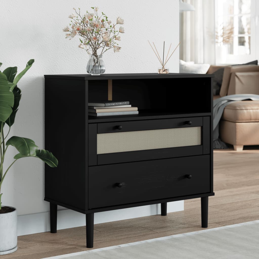 Product photograph of Celle Pinewood Sideboard With 2 Drawers In Black from Furniture in Fashion