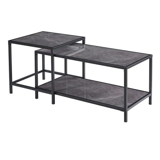 Read more about Celle wooden coffee table and side table in grey marble effect
