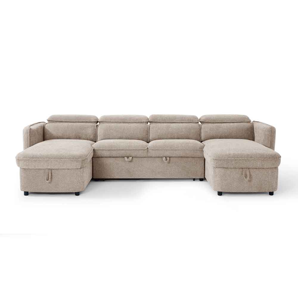 Celmora Fabric U Shape Corner Sofabed in Beige
