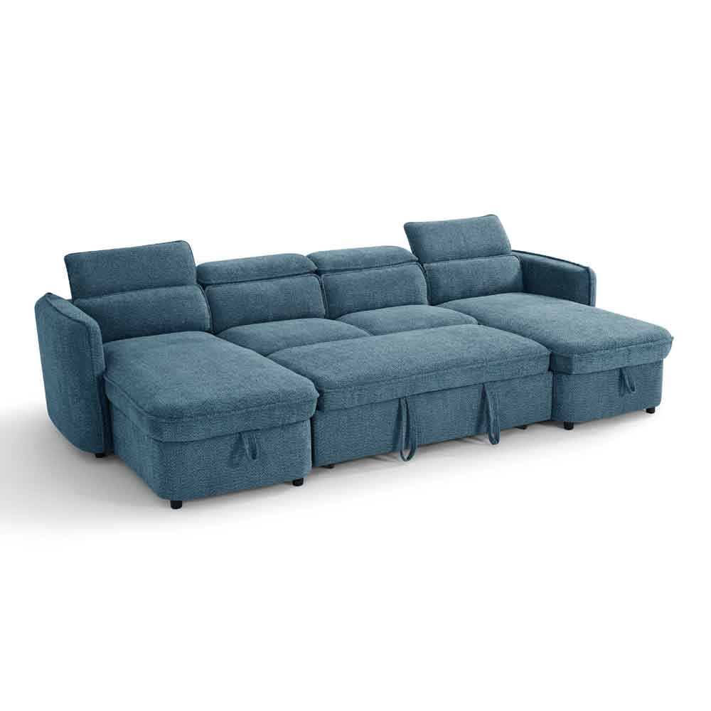 Celmora Fabric U Shape Corner Sofabed in Blue