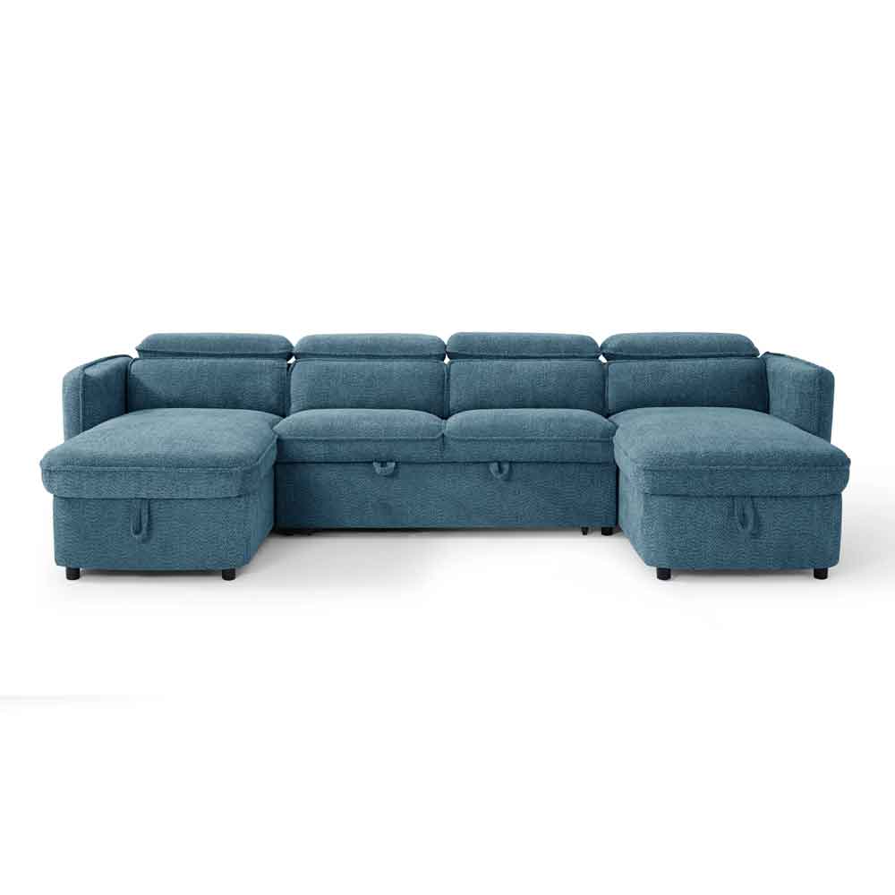 Celmora Fabric U Shape Corner Sofabed in Blue