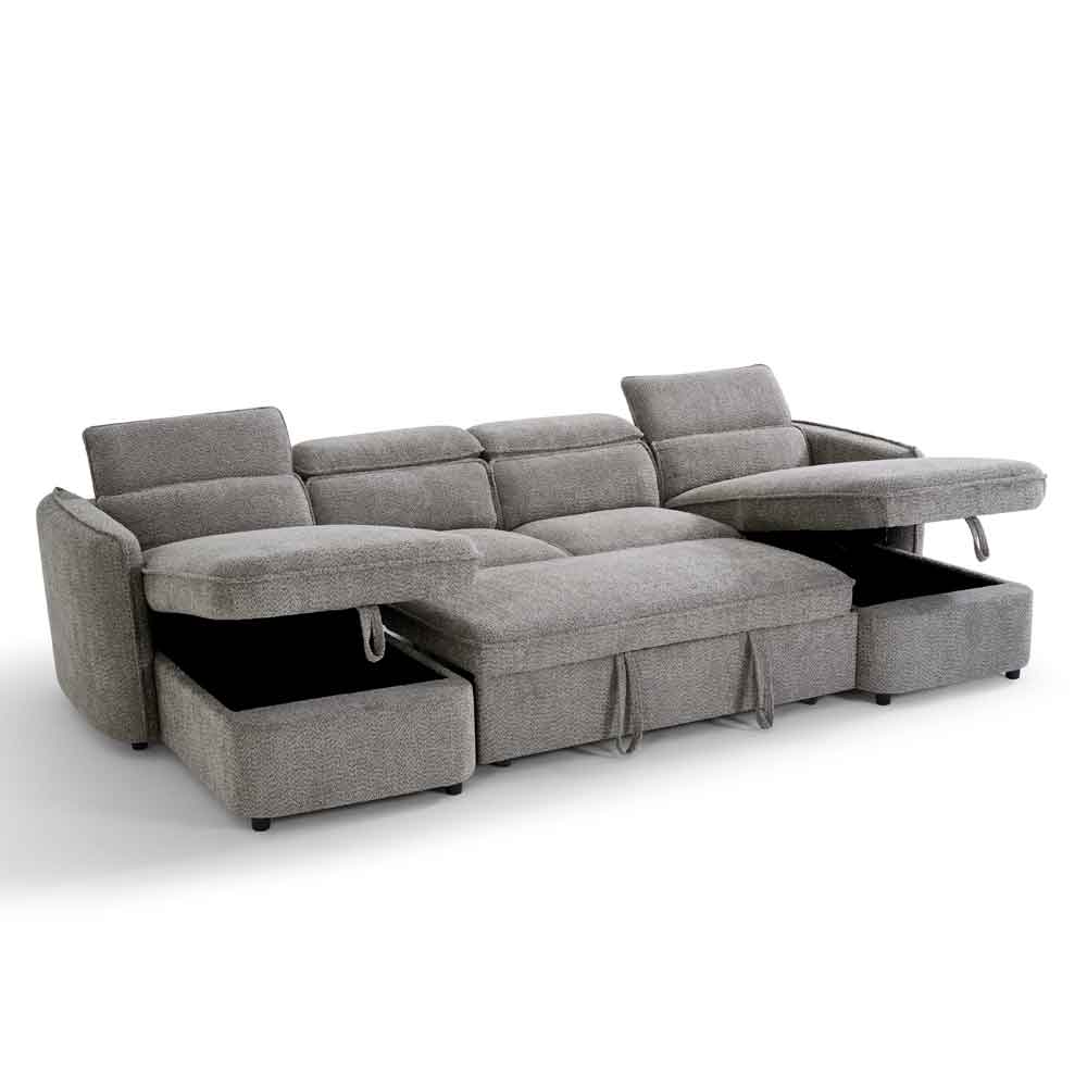 Celmora Fabric U Shape Corner Sofabed in Grey