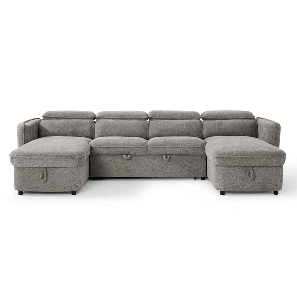 Celmora Fabric U Shape Corner Sofabed in Grey
