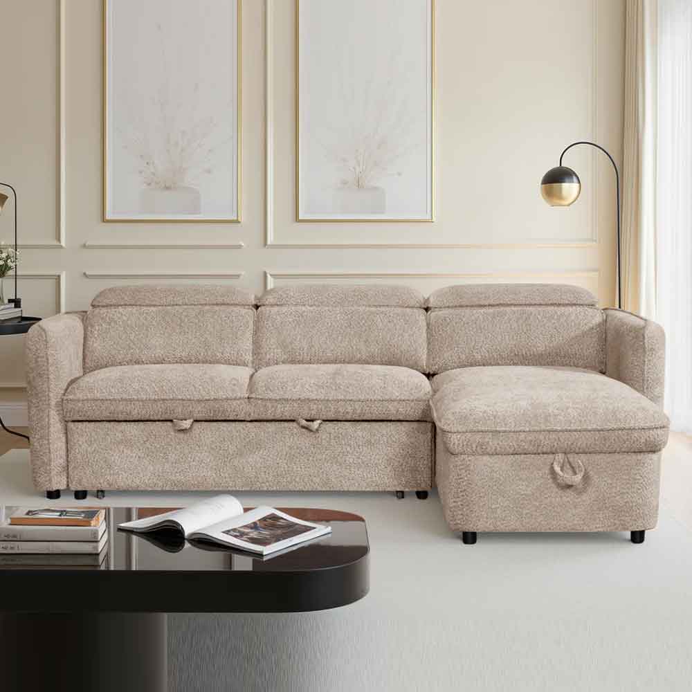 Celmora Fabric Universal Corner Sofabed in Beige