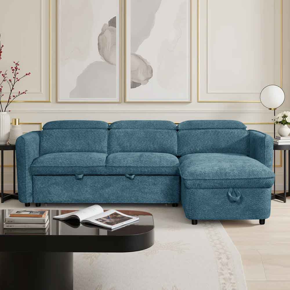 Celmora Fabric Universal Corner Sofabed in Blue