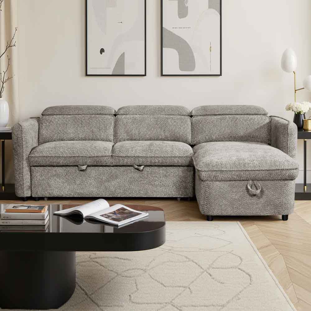 Celmora Fabric Universal Corner Sofabed in Grey