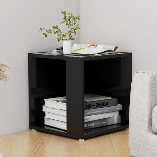 Celous Square High Gloss Side Table In Black_1