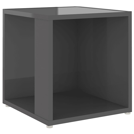 Celous Square High Gloss Side Table In Grey_2