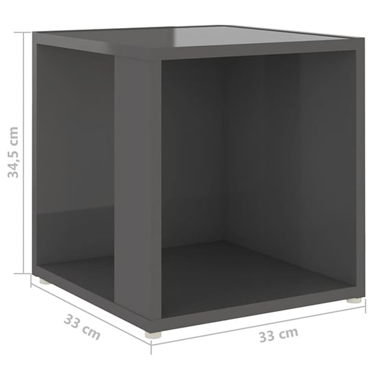 Celous Square High Gloss Side Table In Grey_4